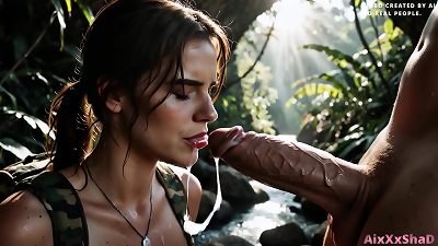 intercourse with Lara Croft in a Cave, numerous Creampies and cum in gullet [AI Generated]