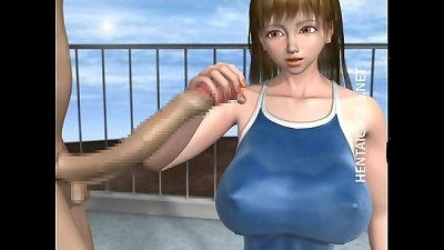 3d hentai bitch take spunk-pump at poolside